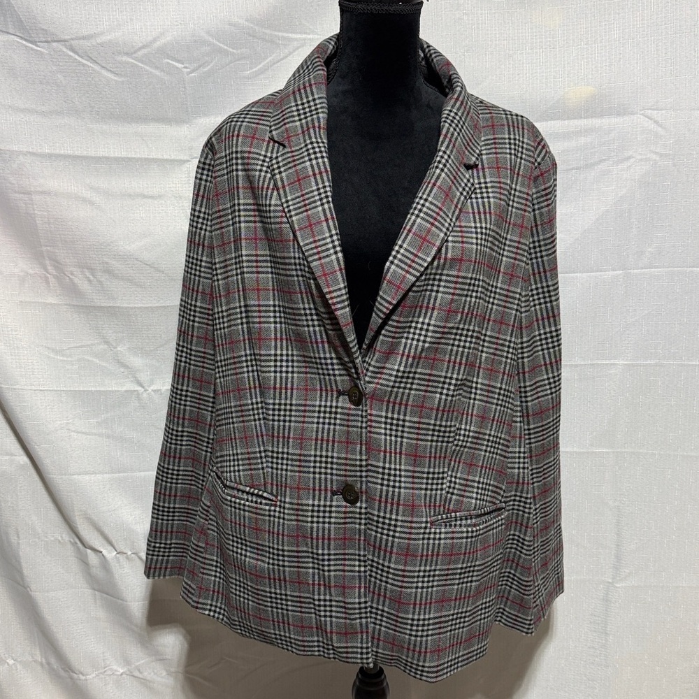 Ava & Viv Plaid 2-Button Blazer